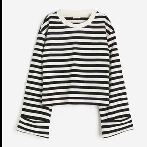 🖤 H&M Black & White Striped Long Sleeve Top | Classic Breton Style | Size S